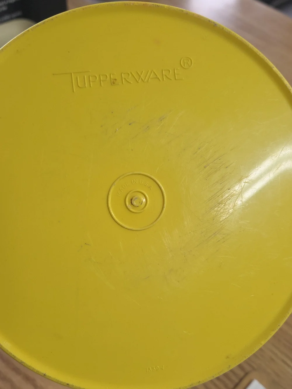 Yellow Vintage Tupperware Decorative Plastic Canister with Sunburst Lid
